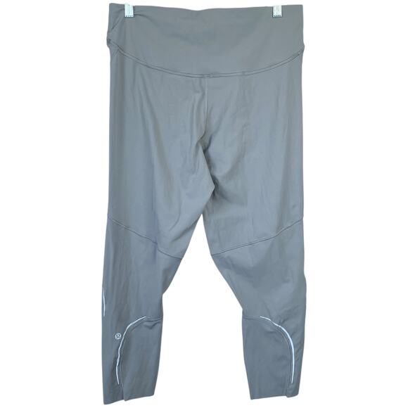 LULULEMON Base Pace High-Rise Reflective Crop 23" Gull Grey Size 12 Athletic Run - Picture 3 of 9